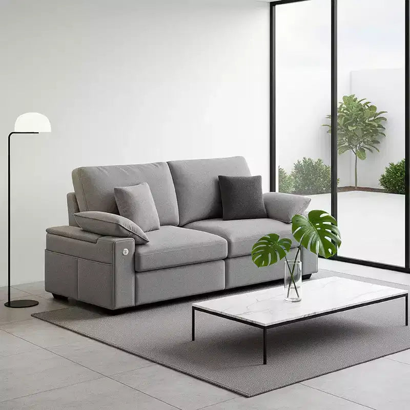 Modern Linen Blend Fabric Sofa with USB & Type-C Charging Ports