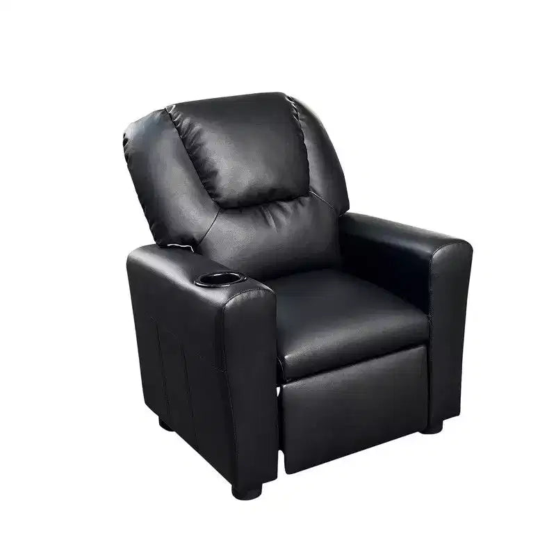 Modern Faux Leather Upholstered Kids Recliner Chair with Cup Holder