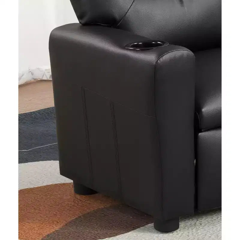 Modern Faux Leather Upholstered Kids Recliner Chair with Cup Holder