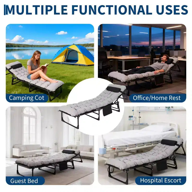 Extra Wide Camping Cot with Mattress for Adults - 400 LB Folding Bed, All-Season Portable Sleeper