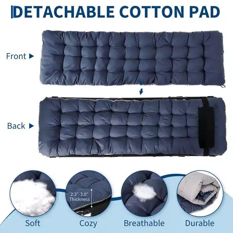 Extra Wide Camping Cot with Mattress for Adults - 400 LB Folding Bed, All-Season Portable Sleeper