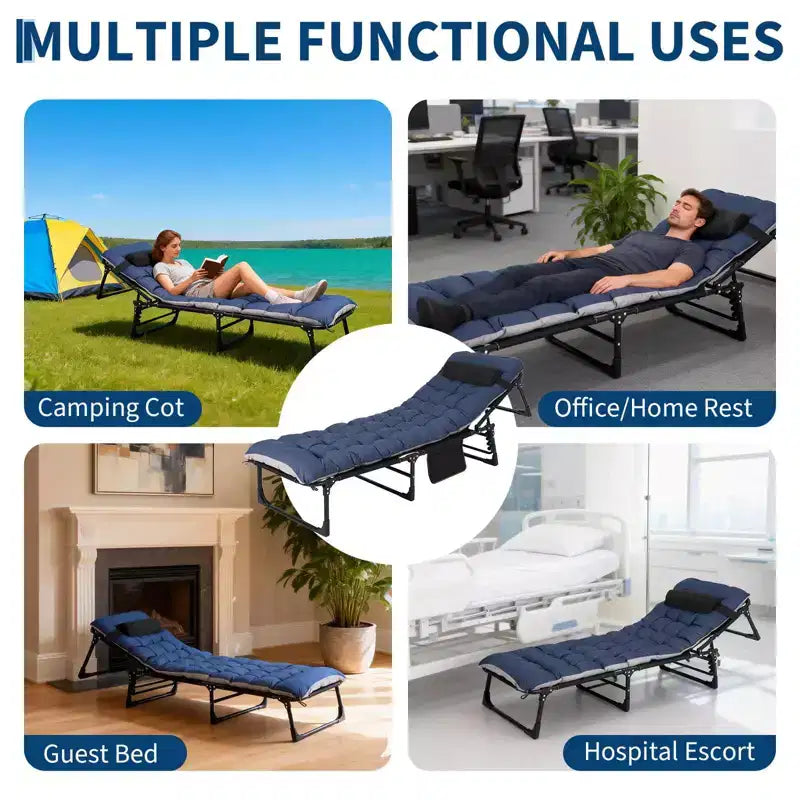 Extra Wide Camping Cot with Mattress for Adults - 400 LB Folding Bed, All-Season Portable Sleeper