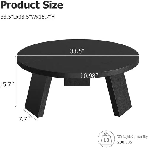 33.5 Round Coffee Table with Inclined Legs - Vintage Wood Grain Center Table for Living Room Bedroom