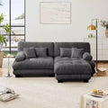 MAYEERTY Cloud Sectional Sofa with 2 Seater 2 Lumbar Pillows 2 Throw Pillows Upholstered Wide Arm Sofa for Living Room Gray