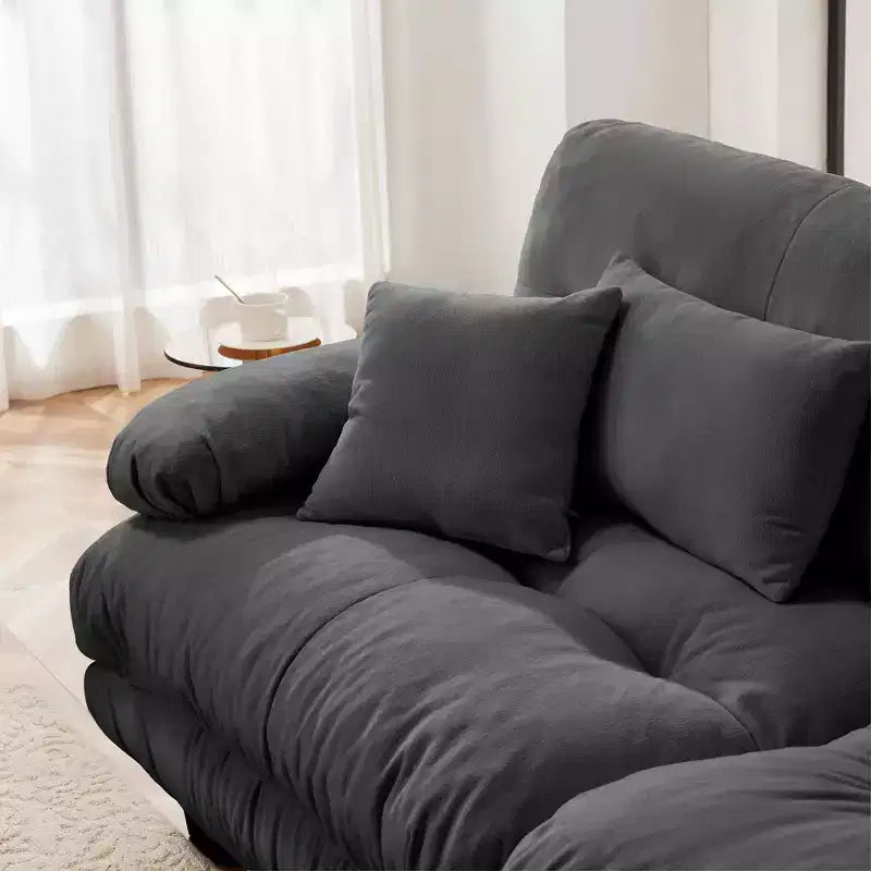 Sectional Sofa with 2 Seater, Lumbar & Throw Pillows, Upholstered Wide Arm for Living Room - Gray