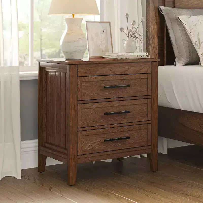 3 Drawer Nightstand with Hidden Compartment & Charging Station