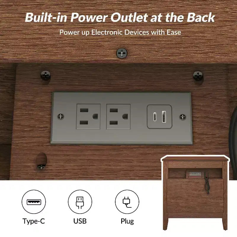 3 Drawer Nightstand with Hidden Compartment & Charging Station