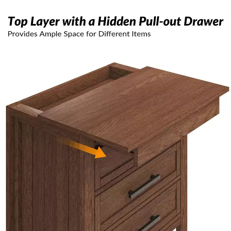 3 Drawer Nightstand with Hidden Compartment & Charging Station