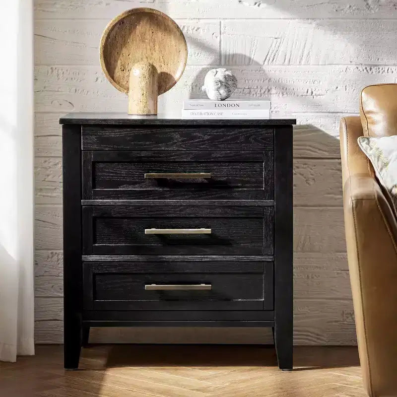 3 Drawer Nightstand with Hidden Compartment & Charging Station