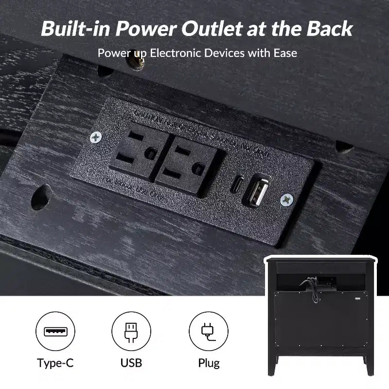 3 Drawer Nightstand with Hidden Compartment & Charging Station