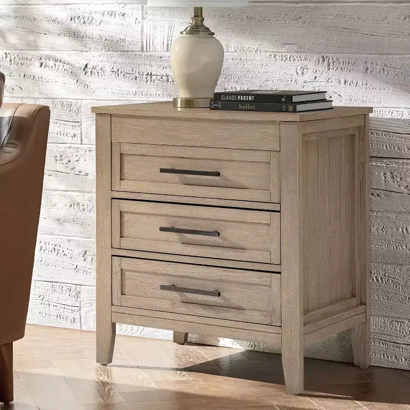 3 Drawer Nightstand with Hidden Compartment & Charging Station