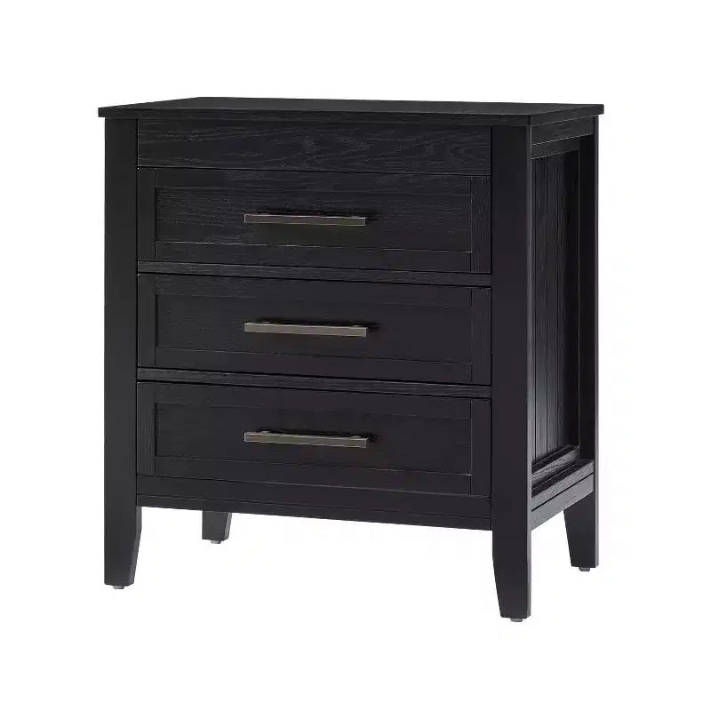 Yaran 3 Drawer Nightstand-BLACK