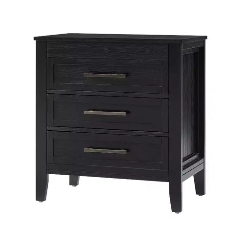 Yaran 3 Drawer Nightstand-BLACK