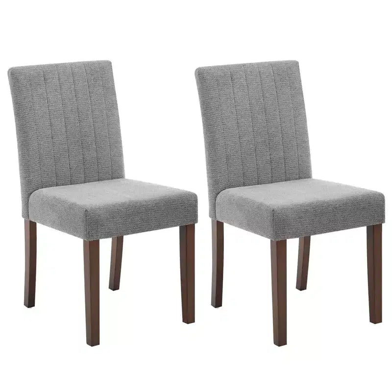 Upholstered Dining Chairs Set of 2 - Modern Linen Fabric Side Chairs with Wood Legs