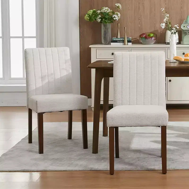 Upholstered Dining Chairs Set of 2  Modern Fabric Kitchen Side Chairs, Soft Linen Parsons Design with Sturdy Wood Legs for Dining Room