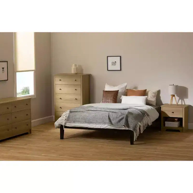 South Shore 6 Drawer Double Dresser Ash: Anti-Tip Anchoring, Laminated Finish, Particle Board, 59.25" Width