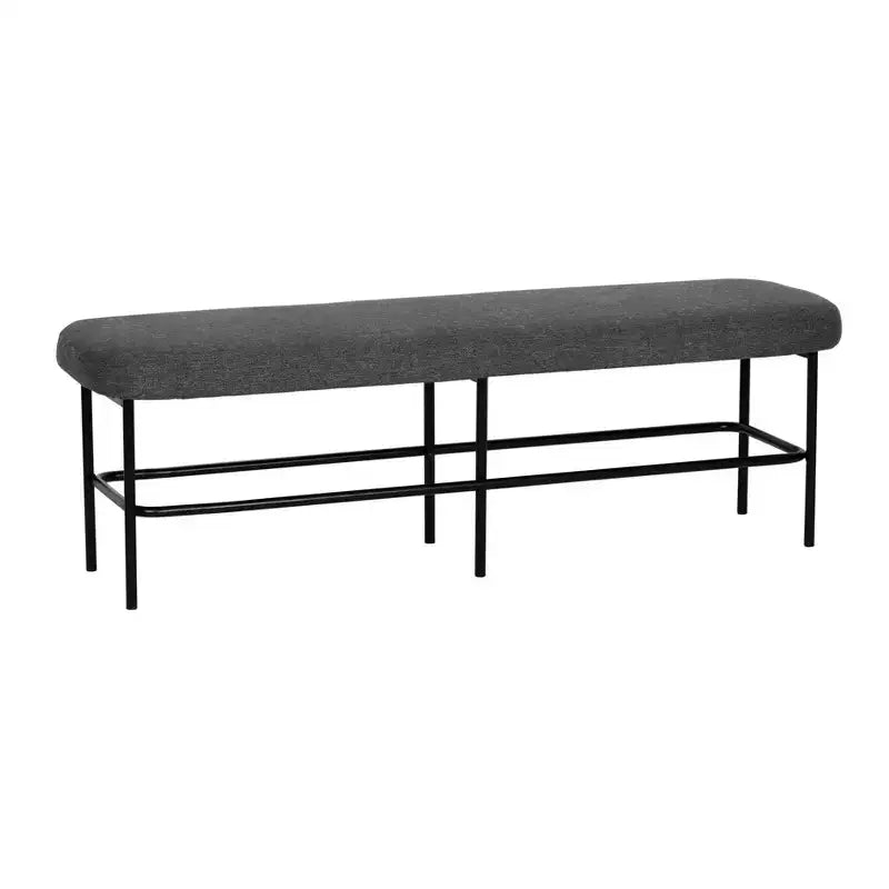 Modern Fabric Upholstered Bench Charcoal Gray/Black