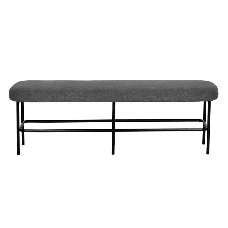 Modern Fabric Upholstered Bench Charcoal Gray/Black
