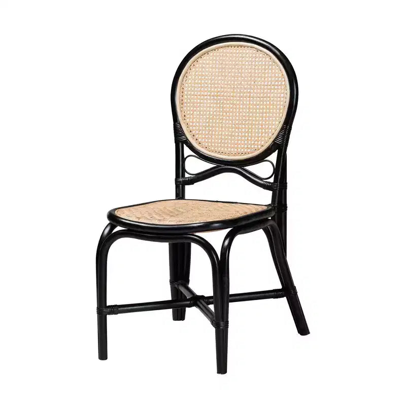 Mid-Century Modern Two-Tone Rattan Dining Chair