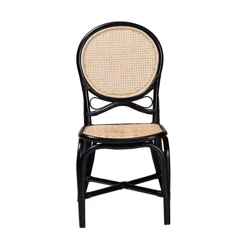 Mid-Century Modern Two-Tone Rattan Dining Chair