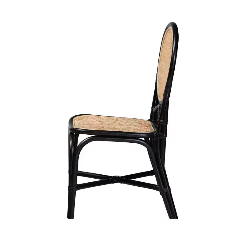 Mid-Century Modern Two-Tone Rattan Dining Chair