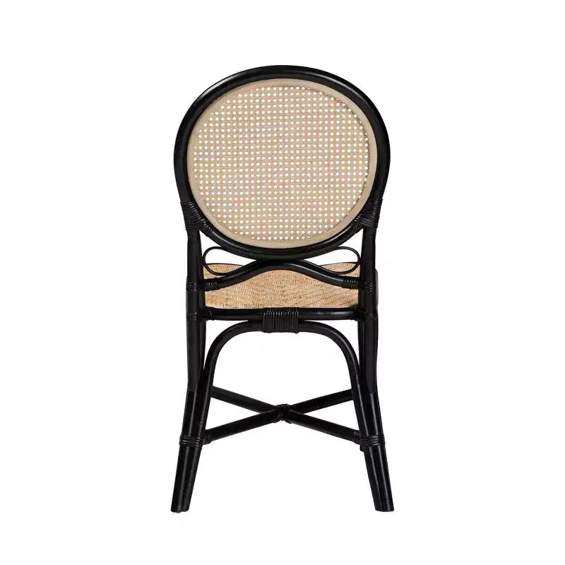 Mid-Century Modern Two-Tone Rattan Dining Chair