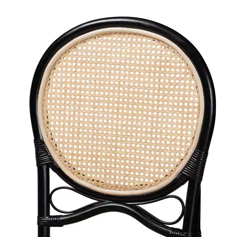 Mid-Century Modern Two-Tone Rattan Dining Chair