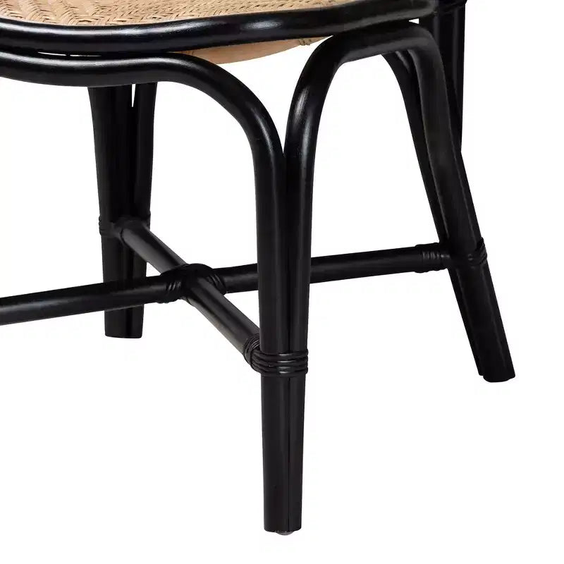 Mid-Century Modern Two-Tone Rattan Dining Chair