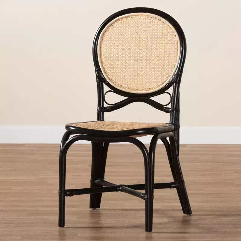 Mid-Century Modern Two-Tone Rattan Dining Chair